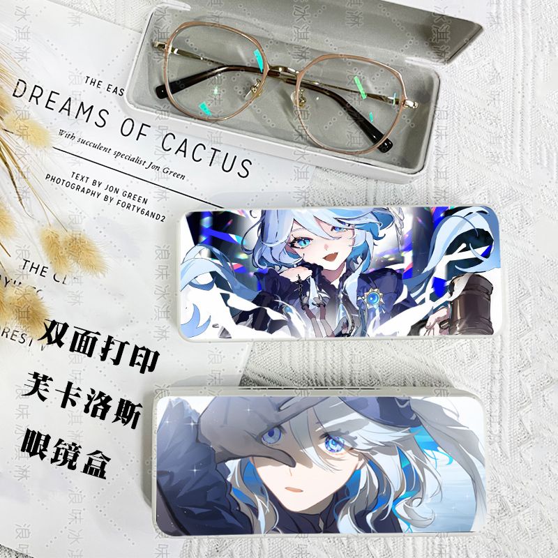 Genshin Impact Focalors Peripheral Glasses Case Customized Double Sided Stationery Case Sunglasses Sunglasses Storage Drop Proof Portable