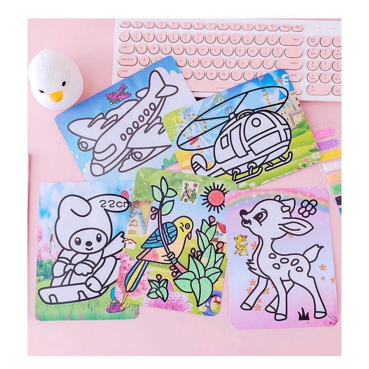 Bộ Tranh Cát Màu Hoạt Hình Thủ Công Dành Cho Trẻ Mẫu Giáo