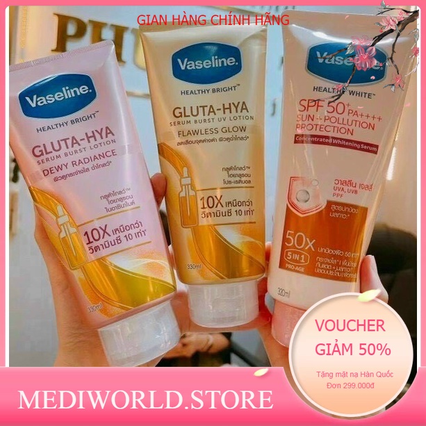 Dưỡng thể trắng da Vaseline 10x, 50x Spf 50++
