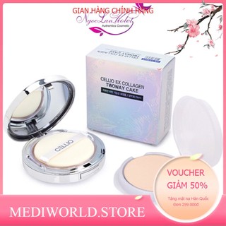 (Cam Kết Chính Hãng) Phấn phủ siêu mịn chống nắng Cellio Ex Collagen twoway cake SPF 30 – Hàn Quốc - TẶNG KÈM 1 LÕI