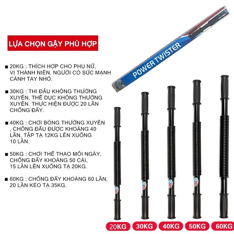 Gậy tập cơ tay , Gậy bẻ tập cơ tay lò xo đàn hồi Titan 20kg, 30kg, 40kg, 50kg, 60kg kháng lực tập gym - GTT
