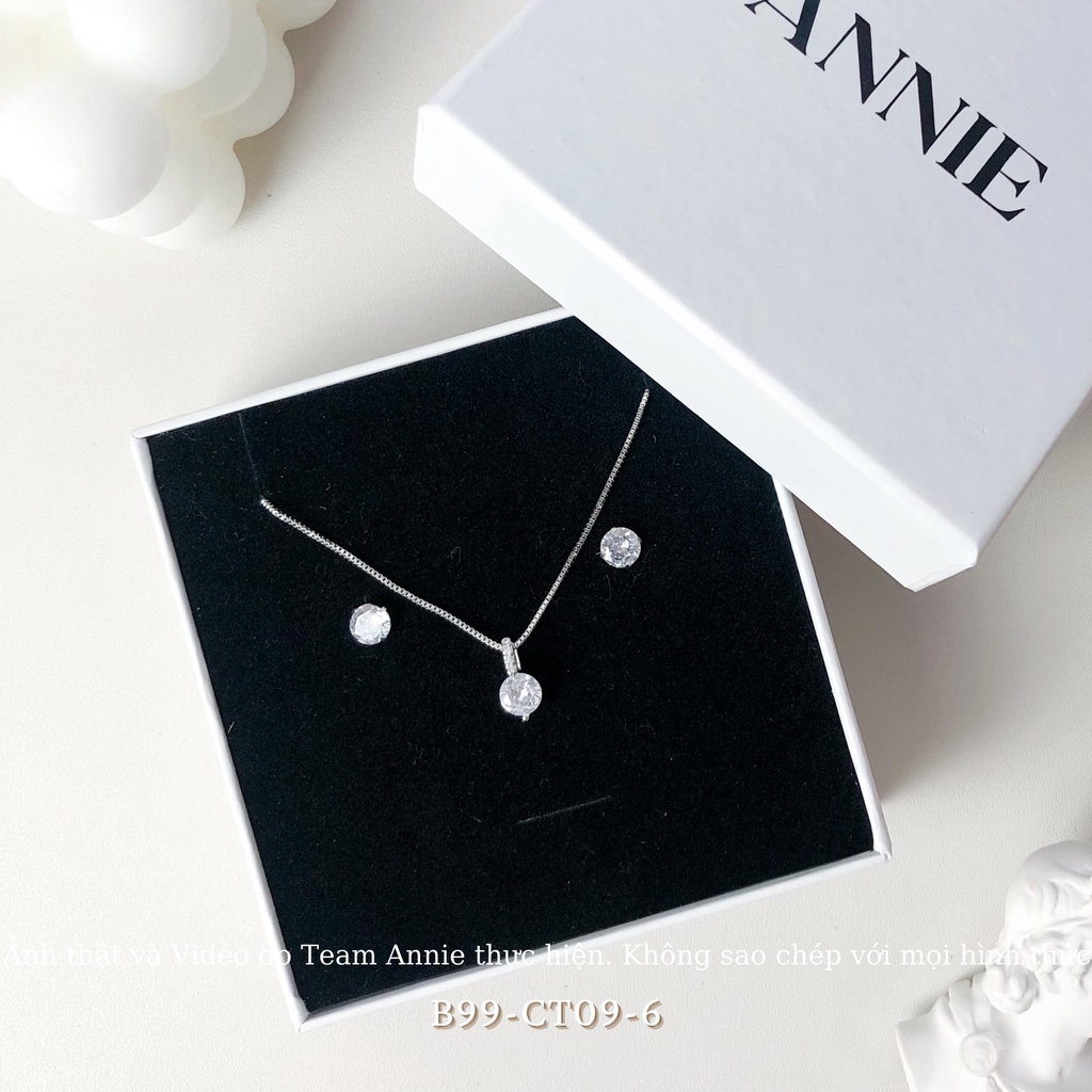 Bộ trang sức dây chuyền bông tai đính đá cao cấp đi tiệc - Annie SET03
