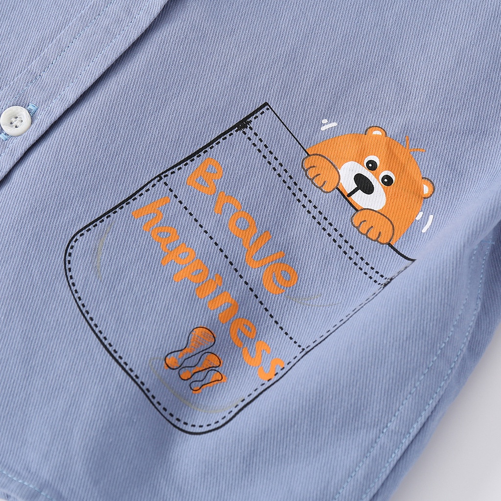 Soffny Áo Sơ Mi Dài Tay Có Cổ Thời Trang Cho Bé Trai