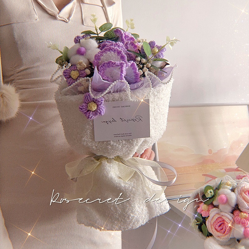 Bó Hoa Cẩm Chướng Trái Cây Dâu Tây Bằng Len Sáng Tạo Làm Quà Tặng Sinh Nhật Nữ Gửi Bạn Gái Ngày Của Mẹ