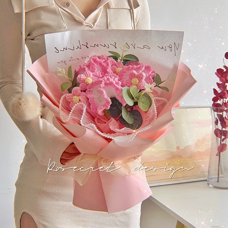 Bó Hoa Cẩm Chướng Trái Cây Dâu Tây Bằng Len Sáng Tạo Làm Quà Tặng Sinh Nhật Nữ Gửi Bạn Gái Ngày Của Mẹ