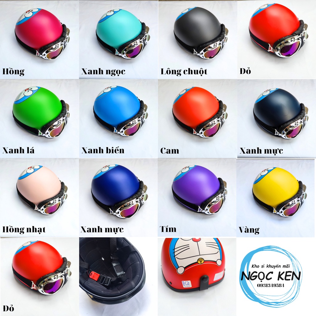 Mũ bảo hiểm nửa đầu Doremon siêu cute có kèm kính uv,kính phi công (Size người lớn)