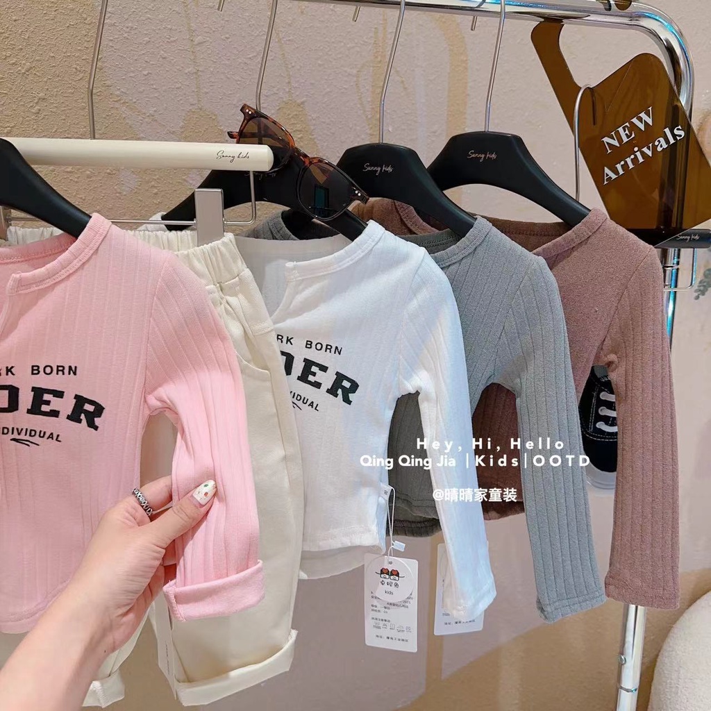 Áo Thun Tay Dài Phong Cách Hàn Quốc Thời Trang Xuân Thu Mới 2023 Dành Cho Bé Gái