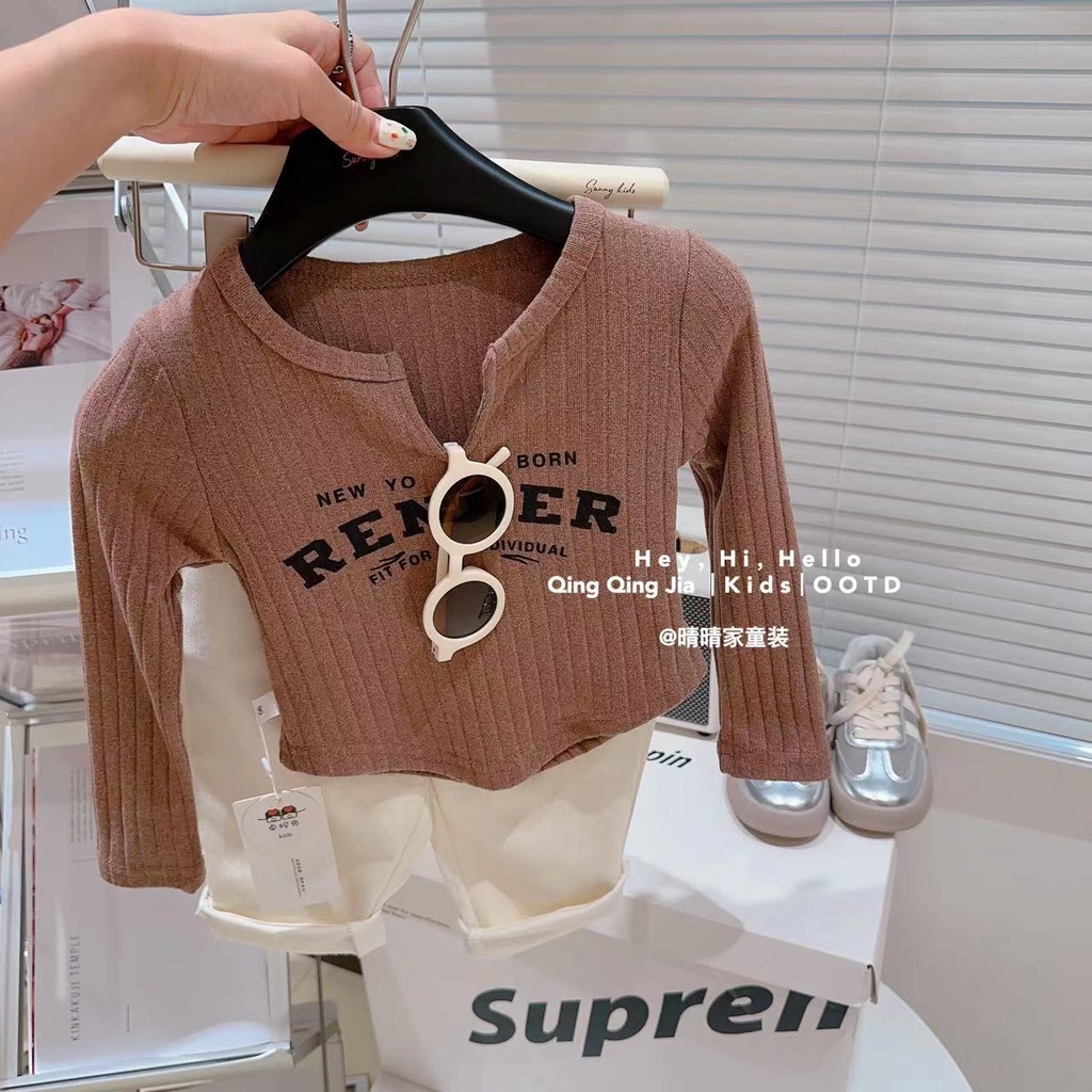 Áo Thun Tay Dài Phong Cách Hàn Quốc Thời Trang Xuân Thu Mới 2023 Dành Cho Bé Gái