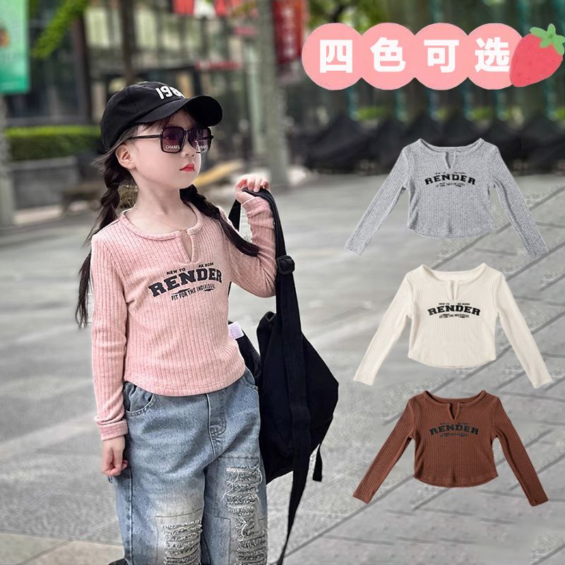 Áo Thun Tay Dài Phong Cách Hàn Quốc Thời Trang Xuân Thu Mới 2023 Dành Cho Bé Gái