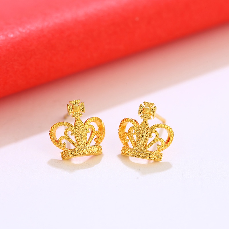 Khuyên Tai Hình Vương Miện Rỗng Phong Cách retro Thời Trang Chất Lượng Cao