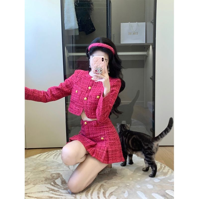 Set Áo Lửng Ngắn Tay + Chân Váy Chữ a Lưng Cao Thời Trang Nữ