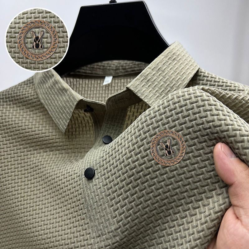 Áo Thun polo Tay Ngắn Vải Lụa Màu Sắc Đơn Giản Phong Cách Hồng Kông Cá Tính Cho Nam