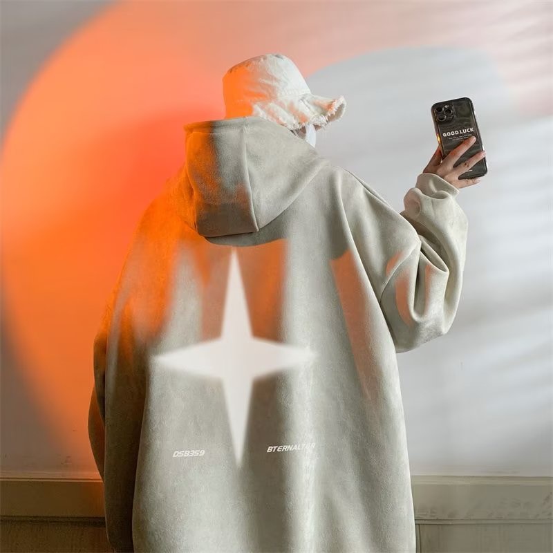 Áo Khoác Nỉ Dày Dặn Có Nón In Họa Tiết Thánh Giá Phong Cách retro Đường Phố Cho Nam Nữ