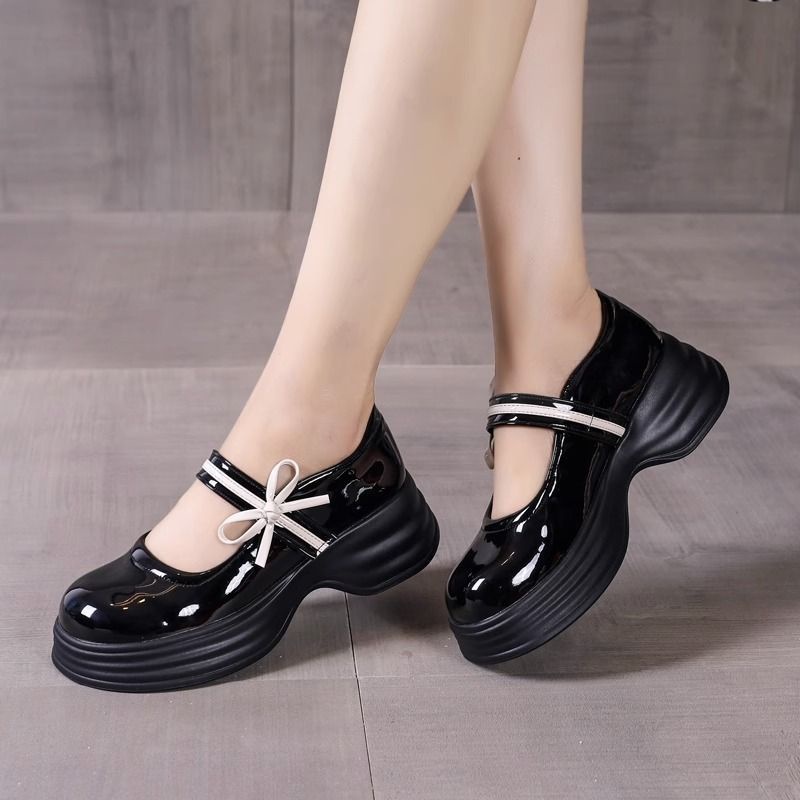 Giày Búp Bê Da Đế Dày Đính Nơ Xinh Xắn Cho Nữ