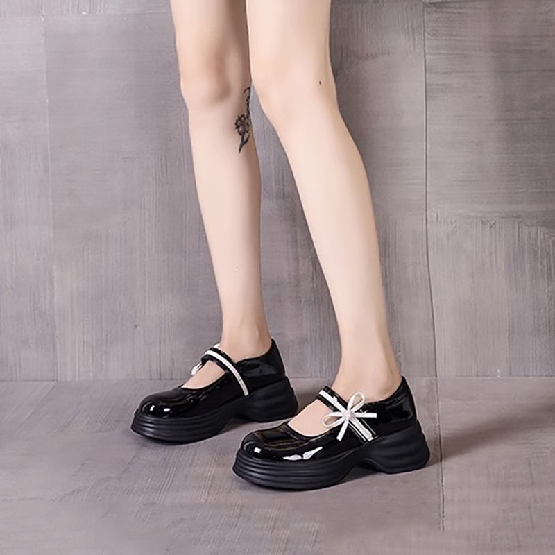 Giày Búp Bê Da Đế Dày Đính Nơ Xinh Xắn Cho Nữ