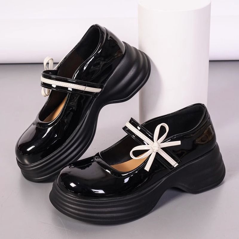 Giày Búp Bê Da Đế Dày Đính Nơ Xinh Xắn Cho Nữ