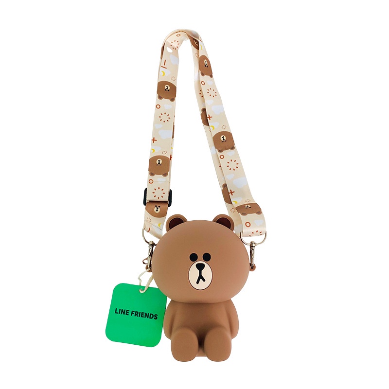 Túi Đeo Chéo Hình Gấu Nâu Đáng Yêu Đựng Tai Nghe Tiện Dụng