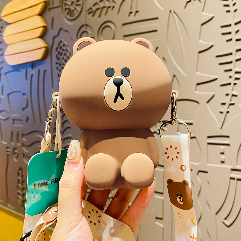 Túi Đeo Chéo Hình Gấu Nâu Đáng Yêu Đựng Tai Nghe Tiện Dụng