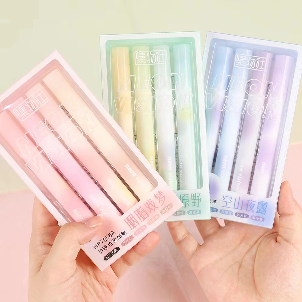 Bộ 4 Bút Đánh Dấu / Đánh Dấu Màu gradient Phù Hợp Cho Học Sinh / Văn Phòng