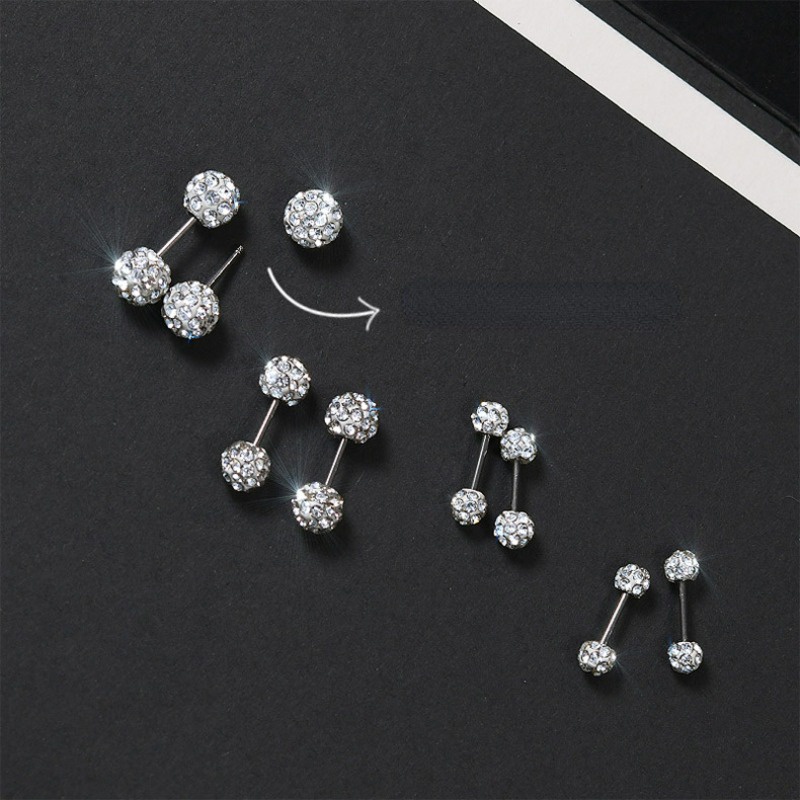 Set 6 Khuyên Tai Mạ Bạc 925 Đính Đá zircon Thời Trang