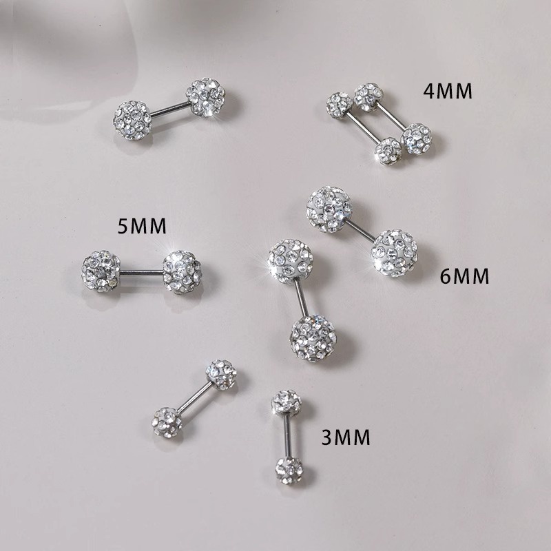 Set 6 Khuyên Tai Mạ Bạc 925 Đính Đá zircon Thời Trang