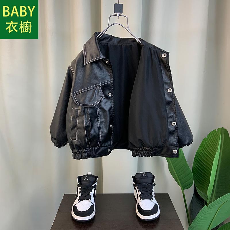 Áo Khoác Da Phong Cách Hàn Quốc Thời Trang Thu Xuân Dành Cho Bé Trai 2023