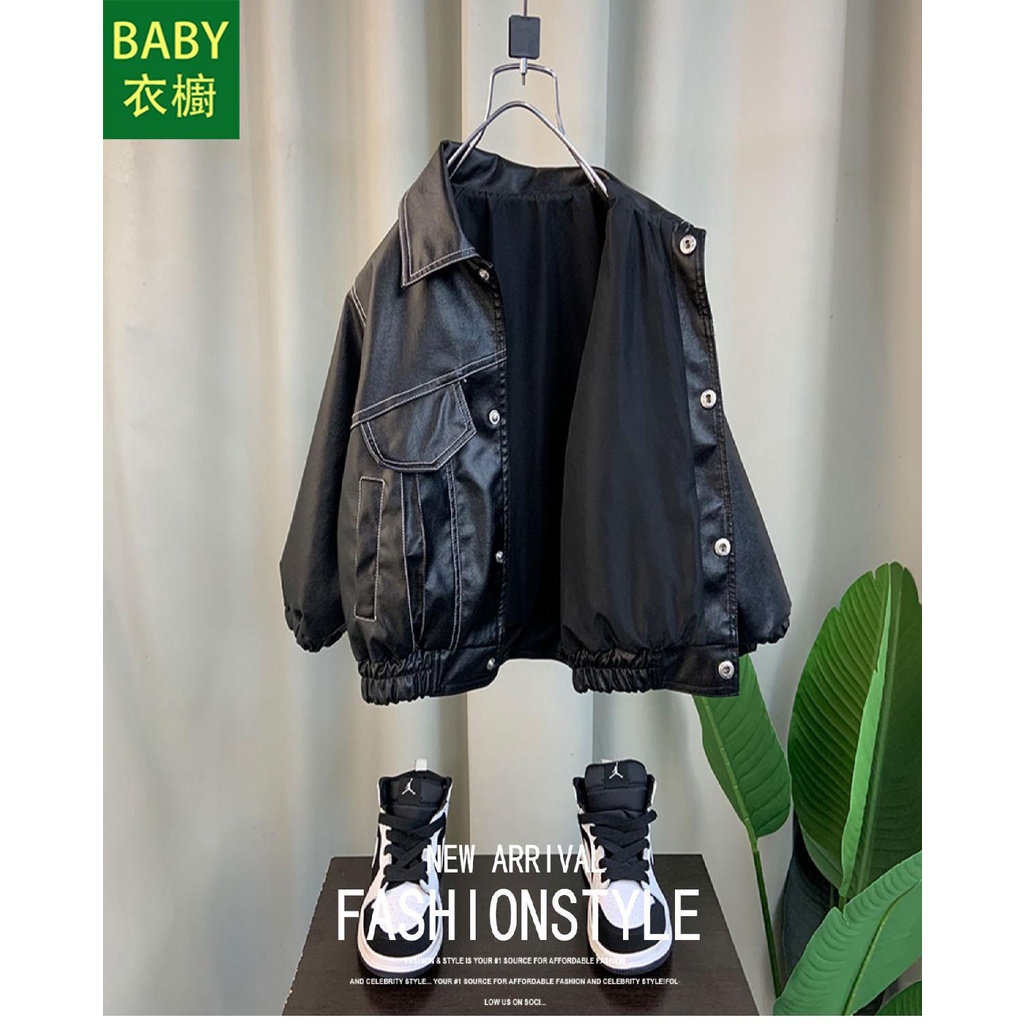 Áo Khoác Da Phong Cách Hàn Quốc Thời Trang Thu Xuân Dành Cho Bé Trai 2023