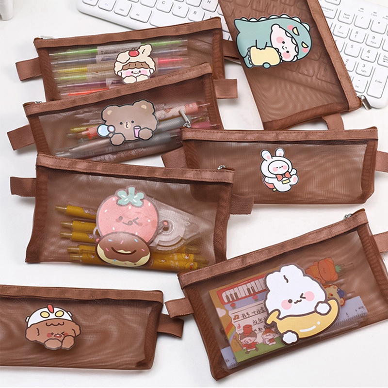 Bóp Viết Dạng Lưới In Hình Thú Hoạt Hình Dễ Thương Phong Cách Hàn Quốc Ốp