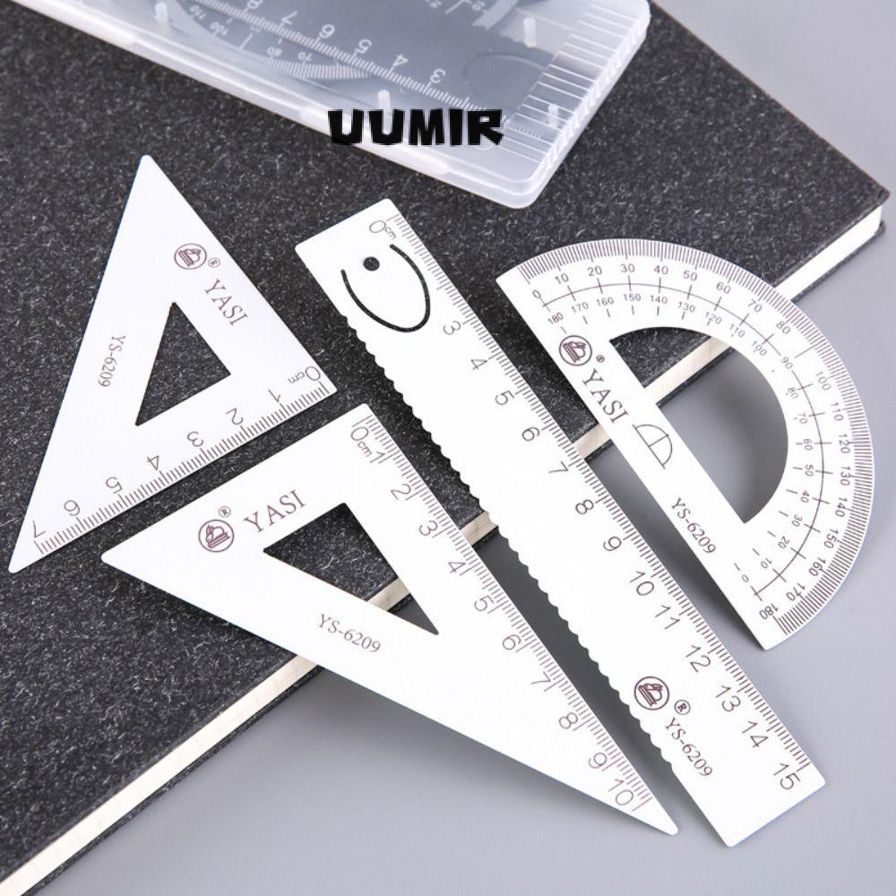 UUMIR Set 4 Thước Đo Góc Tam Giác / Vuông / Hình Học Bằng Hợp Kim Nhôm Bền Bỉ Dùng Trong Văn Phòng Phẩm