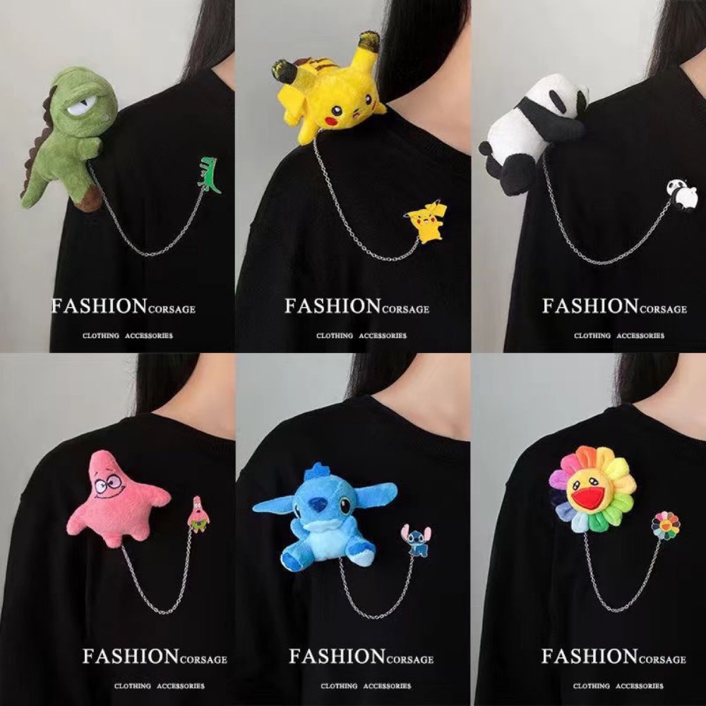 Hoạt Hình Ghim Cài Túi Xách Hình Gấu Trúc / pikachu / Khủng Long Bằng Hợp Kim Dễ Thương Cho Nam Và Nữ