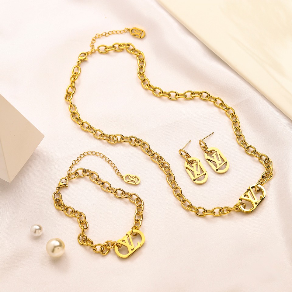 Thời Trang Khuyên Tai Vòng Đôi Bằng Thép titanium In Chữ lv