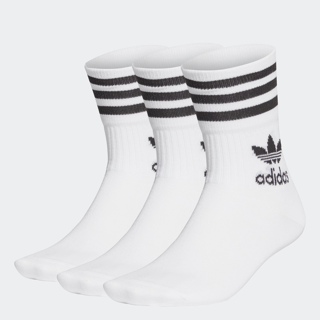 Adidas Phong cách sống Bộ 3 đôi tất cổ trung Unisex trắng GD3575