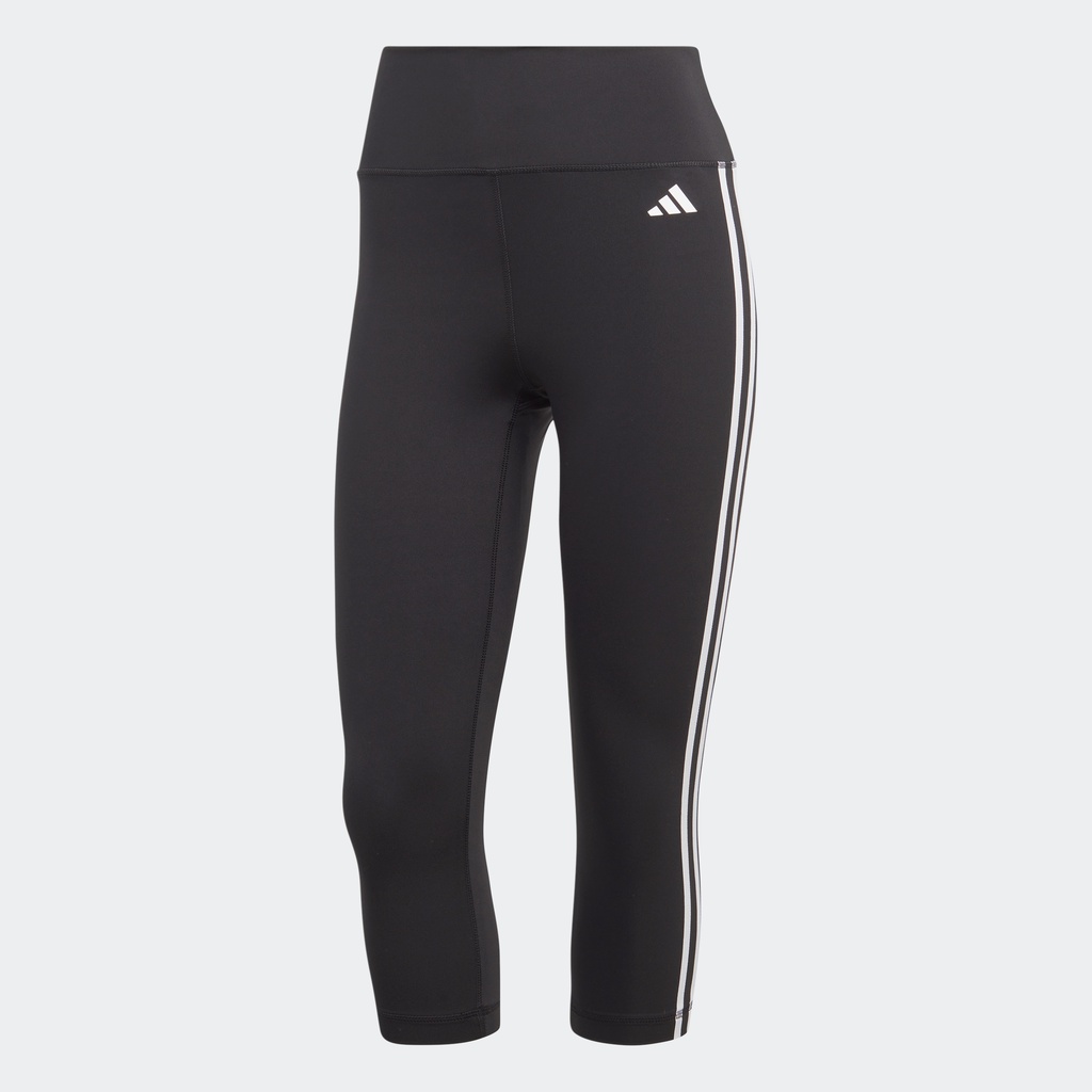 adidas Tập luyện Quần Legging 3/4 Cạp Cao 3 Sọc Train Essentials Nữ Đen HT5437