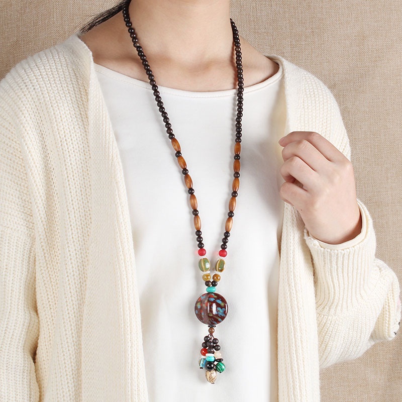 Vòng cổ Mặt Gốm Sứ Phong Cách vintage Thời Trang