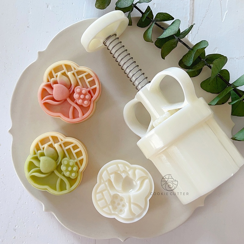 Khuôn Làm Bánh Trung Thu Dạng Nhấn Hình Hoa Sen Bằng Nhựa abs diy 50g