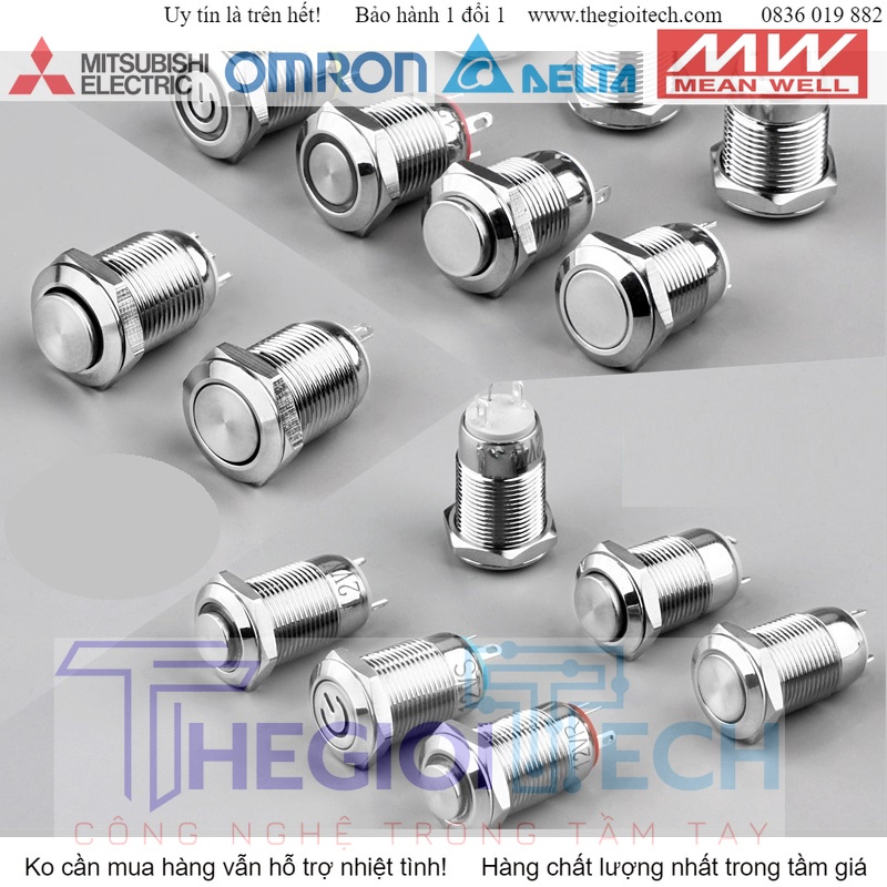 Nút nhấn kim loại 12mm chống nước IP67 - Nhấn giữ