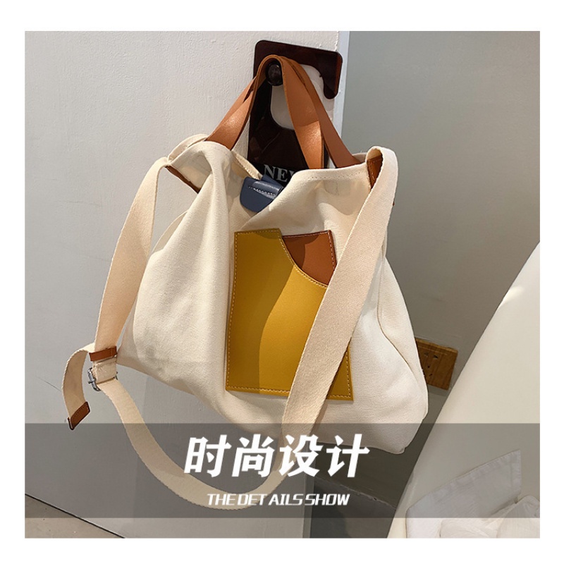 Túi Xách Đeo Vai Nhiều Ngăn Bằng Vải Có Khóa Kẹp Với Màu Tương Phản Phong Cách Mới Cho Nữ