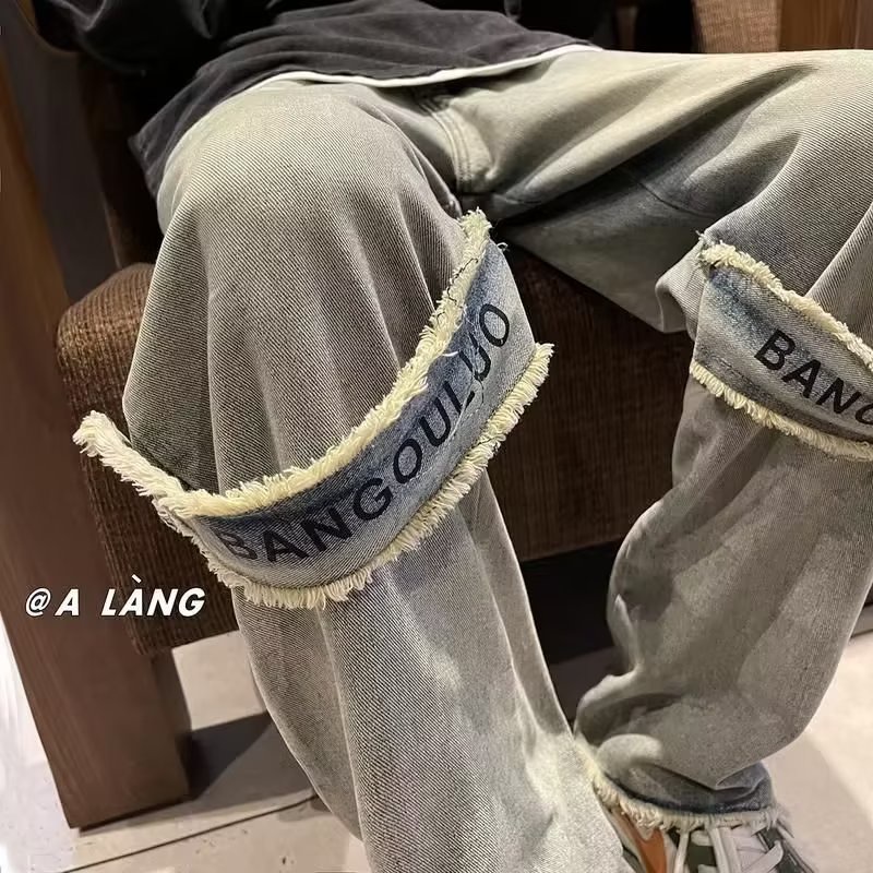 Esea Quần Jean Dài Dáng Suông Rộng Phong Cách harajuku Nhật Bản Thời Trang Cho Nam Và Nữ