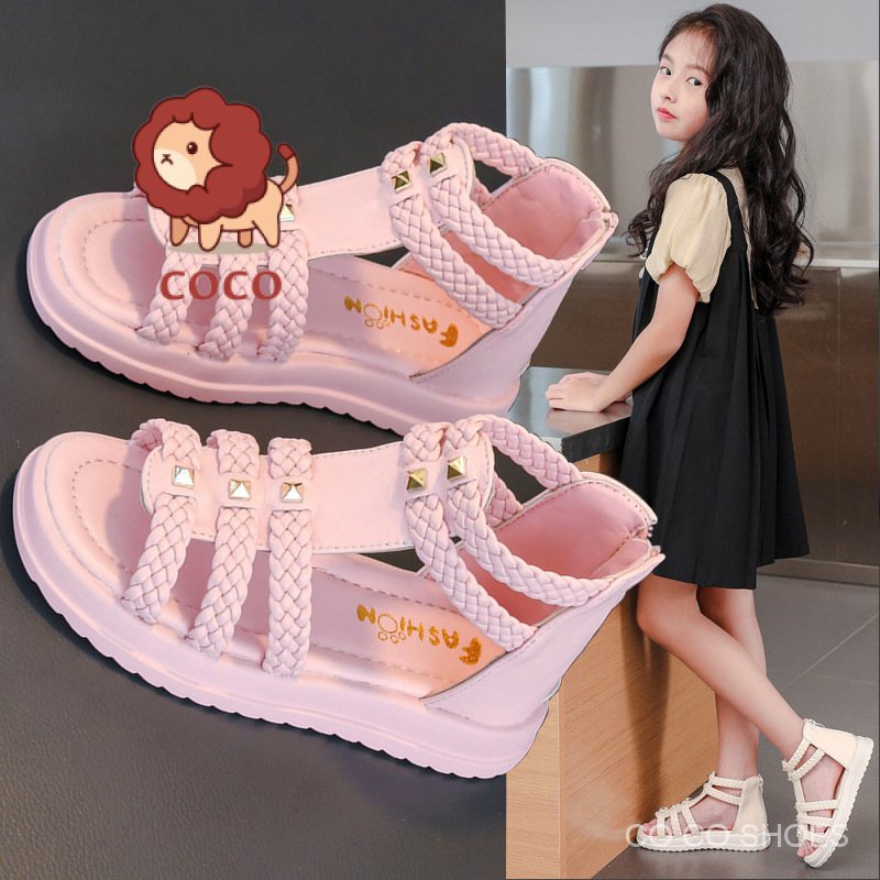 Giày Sandal Công Chúa Mùa Hè 2023 Đế Mềm Hở Ngón Cỡ Lớn Phong Cách La Mã Thời Trang Cho Bé Gái