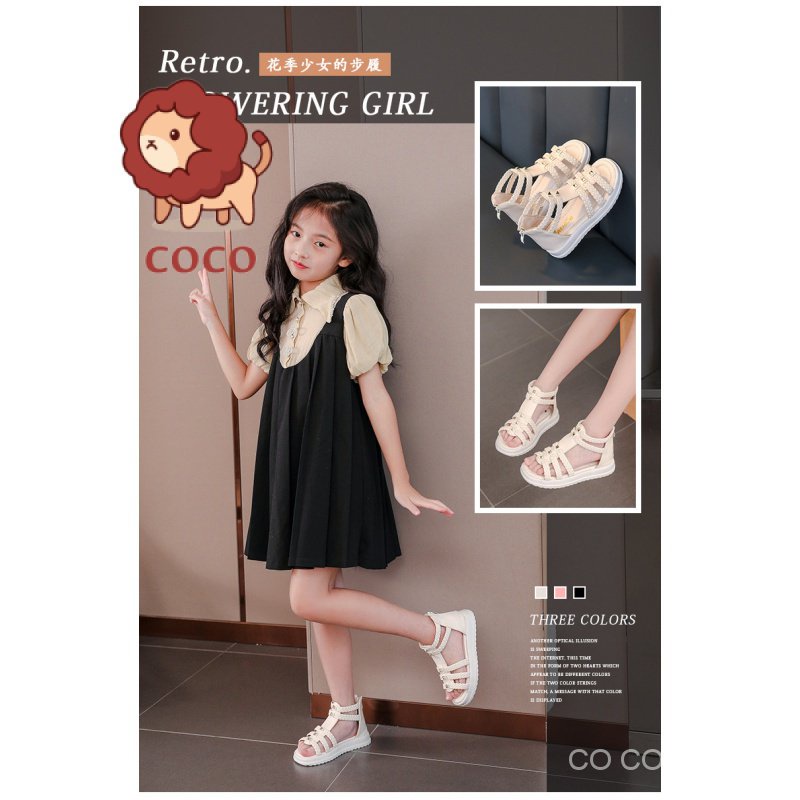 Giày Sandal Công Chúa Mùa Hè 2023 Đế Mềm Hở Ngón Cỡ Lớn Phong Cách La Mã Thời Trang Cho Bé Gái