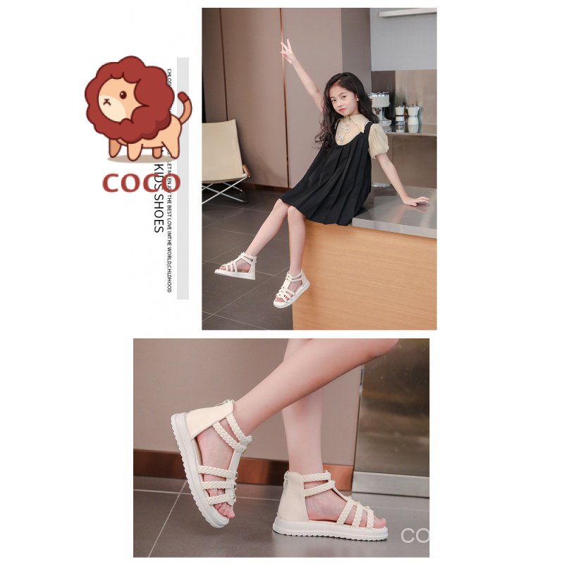 Giày Sandal Công Chúa Mùa Hè 2023 Đế Mềm Hở Ngón Cỡ Lớn Phong Cách La Mã Thời Trang Cho Bé Gái