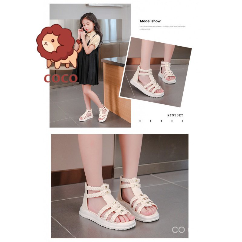 Giày Sandal Công Chúa Mùa Hè 2023 Đế Mềm Hở Ngón Cỡ Lớn Phong Cách La Mã Thời Trang Cho Bé Gái