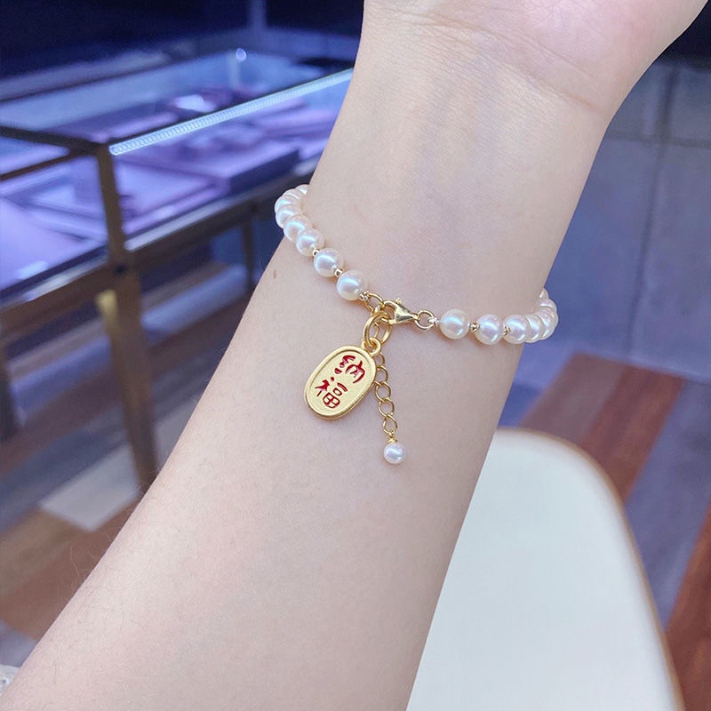 Vòng Tay Bạc 925 Mặt Hình Mèo Máy doraemon Đính Ngọc Trai May Mắn
