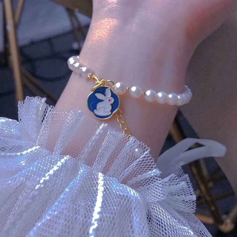 Vòng Tay Bạc 925 Mặt Hình Mèo Máy doraemon Đính Ngọc Trai May Mắn