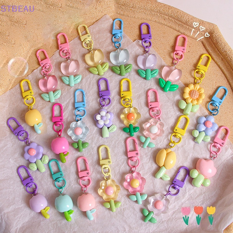Móc Khóa Trang Trí Túi Xách Tai Nghe Xe Hơi Hình Hoa tulip Màu Kẹo Phong Cách Hàn Quốc Thời Trang mme