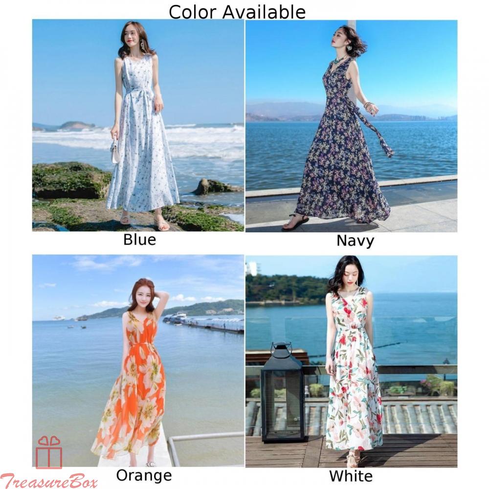 Womens Girls Long Dress Boho Floral Hot M-3XL Part Replacement Sleeveless