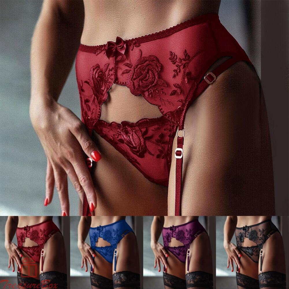 Elegant Lace Suspender Garter Belt with G string Women's Seductive Underwear
