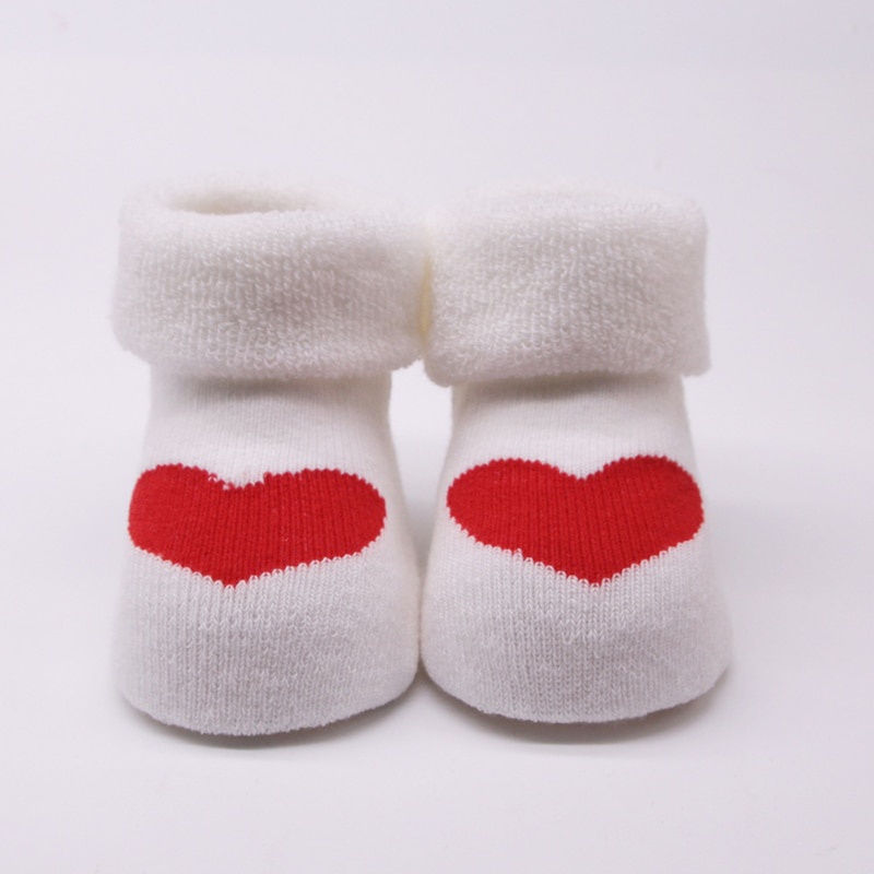 Dễ Thương Tất Dệt Kim Dày Dặn Màu Trơn Giữ Ấm Mùa Đông In Họa Tiết Trái Tim Xinh Xắn Cho Bé Sơ Sinh
