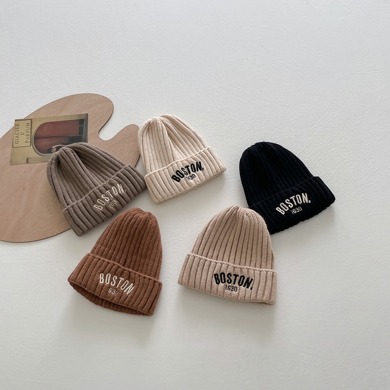 Mũ beanie Dệt Kim Co Giãn Màu Sắc Xinh Xắn Cho Bé
