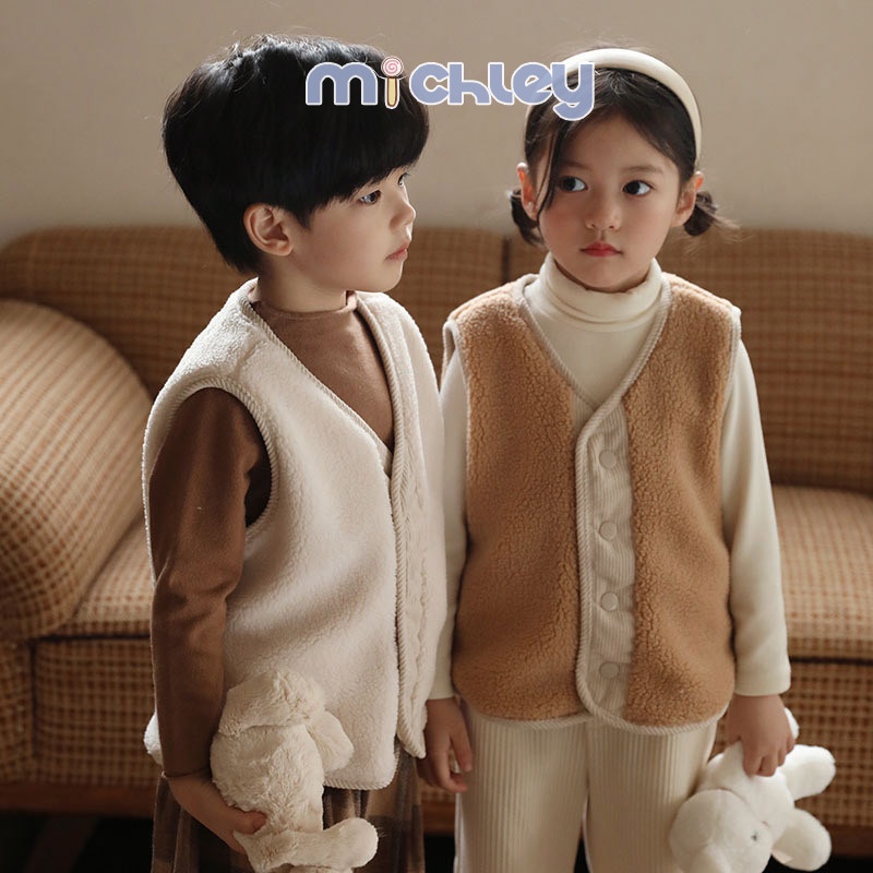 Michley Áo Khoác Nhung Lông Cừu Dày Hai Mặt Giữ Ấm Mùa Thu Đông Dành Cho Bé Trai Và Bé Gái